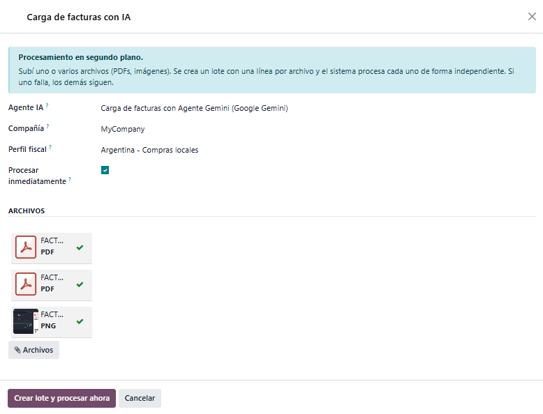 Carga de facturas en Odoo